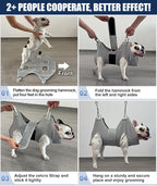 Dog Grooming Hammock Hanging Harness for Nail Trimming,X-Large Dog Grooming Sling with Thick Neck Support,Gray Dog Hanger Holder Restraint for Pet Grooming