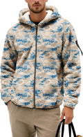 Men's Camouflage Hunting Fleece Lined Hoodie Camo Jackets Zip Up Long Sleeve Casual Winter Coats Hood Outerwear