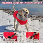 Dogcheer Dog Coat with Pocket, Waterproof Dog Jacket with Adjustable Buckle, Reflective Puppy Winter Coat Warm Turtleneck Fleece SnowJacket for Small Medium Large Dogs - Red 3XL