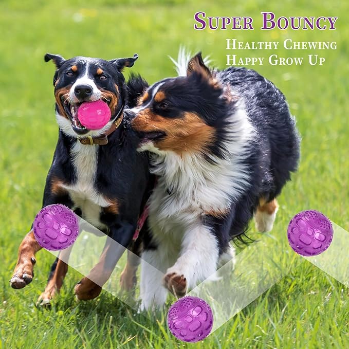 3'' Squeaky Dog Toy Balls for Lagre Medium Breed, Indestructible Dog Balls for Playing, Fetching & Retrieving, Durable Aggressive Chewers, 2 PCS Green