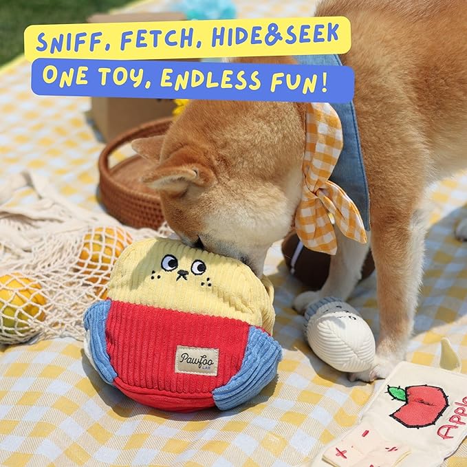 Squeaky Plush Dog Toys, 5-in-1 Crinkle Backpack Puppy Toys to Keep Busy, Cute Stuffed Hide & Seek Cognitive for Small Dogs, Teething, Boredom Relief & Birthday Gift