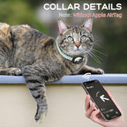 AirTag Cat Collars, Stretchy Collar with Apple AirTag Holder and Bell, Breakaway Ultra Design Elastic GPS Tracking Collars for Cats and Puppies, (7.5-12.5 Inch), Green