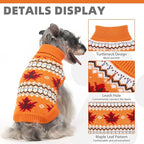 KOOLTAIL Cable Knit Dog Sweater Turtleneck, Cold Weather Pullover Classic Knitwear, Thick Warm Winter Pet Clothes, Fall Maple Leaves Thanksgiving Dog Sweater for Small Medium Large Dogs Cats, Orange M