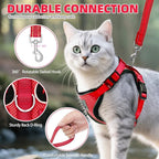 PUPTECK Cat Harness and Leash Set Escape Proof Reflective Cat Walking Harness Adjustable Soft Breathable Mesh Vest for Small Pets, Red, M