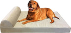 Dogbed4less Premium HeadRest Pillow Orthopedic Cool Memory Foam Dog Bed for Large Dogs, Waterproof Lining with Washable Suede Khaki Cover, XXL 55X37X4