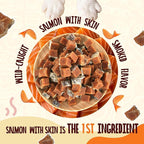 PAWUP Salmon Dog Treats, Healthy Salmon Bites, Dog Jerky Training Treats with Taurine, Rich in Omega-3, 12oz (Smoked Flavor)