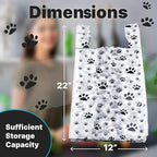 T-Shirt Bags – Paw Print Design - 50 Pack - Thank You & Shopping Bags - Cat or Dog - 22" L x 12" W x 7" Plastic (White, 50)