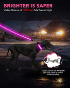 Weesiber Light Up Dog Collar, USB Rechargeable LED Dog Collar Glow in The Dark, Adjustable Reflective Waterproof Dog Collar Light for Night Walking(Pink, S)