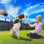 Heavy Duty Retractable Dog Leash - 16FT Blue, Tangle-Free Nylon Tape, Anti-Slip Handle, with Waste Bag Dispenser for Small Dog or Cat up to 26 lbs