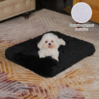Bedfolks Waterproof Dog Crate Pad, Plush Dog Kennel Bed with Removable Cover, Faux Fur, Washable, 21"x13", Black