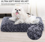 KSIIA Washable Dog Bed Deluxe Plush Dog Crate Beds Comfy Kennel Pad Anti-Slip Pet Sleeping Mat for Large, Jumbo, Medium, Small Dogs Breeds, 21" x 13", Dark Grey