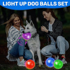 4 Pack 4.5" Light Up Squeaky Dog Balls, Spiky Dog Toy Balls for Medium Large Dogs