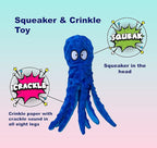Squeaky Dog Toys for Small, Medium and Large Breeds - Tough, Durable and Soft Crinkle Plush Puppy Toys for Boredom (Octopus+Ducky) 2pack