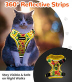Halypet Cat Harness and Leash Set for Walking, Escape Proof Adjustable Vest Harness with 3-in-1 Integrated Buckles, Easy Control Soft Breathable Mesh with Reflective Strips for Cats, M, Bright Yellow
