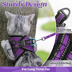 rabbitgoo Cat Harness and Leash Set for Walking Escape Proof, Adjustable Soft Kittens Vest with Reflective Strip for Cats, Comfortable Outdoor Vest, Purple, M