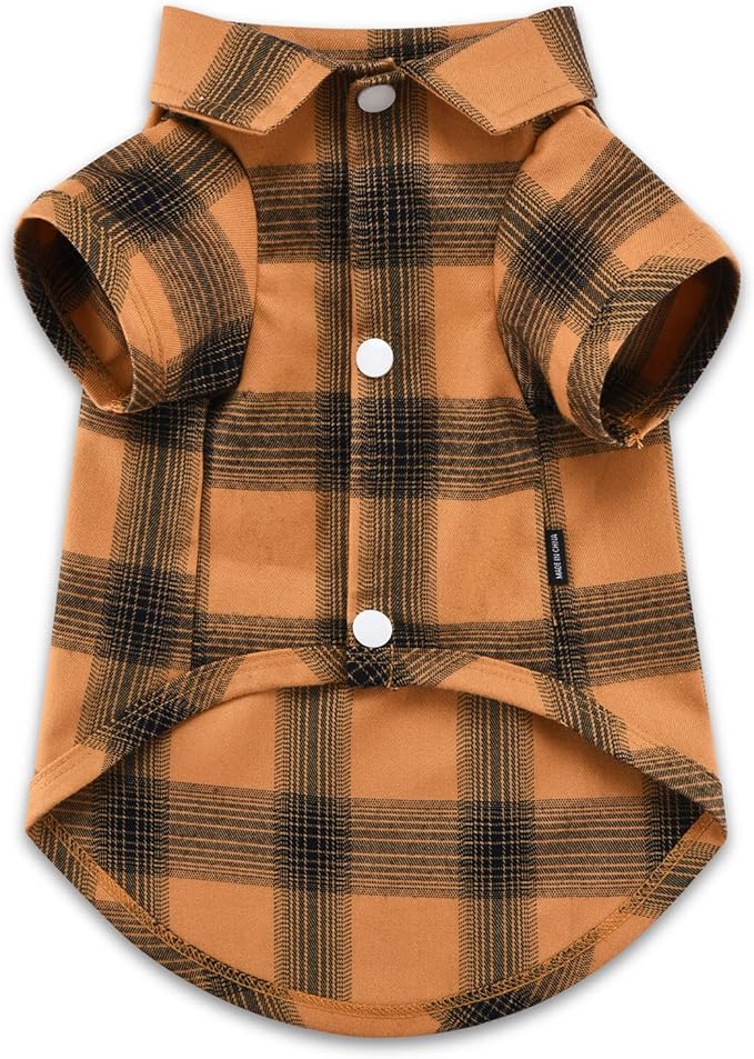 Koneseve Dog Shirt Plaid Dog Clothes for Small Dogs Boy Girl Cat Clothes Soft Puppy Outfit Adorable Pet T-Shirts Kitten Grid Costume Apparel Thanksgiving Christmas Clothing (Yellow; XL/Extra Large)