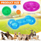 Yunsailing 9 Pcs Dog Squeaky Toys Set, Dog Squeaky Balls Bone Shape Teething Toys Donut Shape Balls for Small Puppy Medium TPR Rubber Pet Chew for Training Fetching Teething