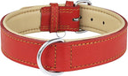 Riparo Red Leather Dog Collar - Heavy Duty Wide Dog Collar for Small, Medium, Large and Extra Large Dogs with Dog Tag Holder (XXL: 2” Wide for 26”-29” Neck, Red)