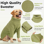Queenmore Turtleneck Long Sleeve Knitted Sweater with Check Pattern, Fall Winter Warm Sweaters for Small to Large Dogs and Cats, Green