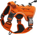 Heavy-Duty Tactical Dog Harness for Large Dogs, No Pull Adjustable Reflective Pet Vest with Molle System, K9 Military-Grade Control for Service Training, Outdoor & 10+ Breeds, Orange, Small