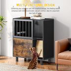 Dog Proof Cat Feeding Station, Cat Feeding Station with Scratching Board, Raised Bowls for Indoor Cats, Elevated Food Bowls with Stand, Vintage Black Furniture