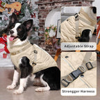 Dog Jacket with Harness,Fleece Lined Warm Puppy Coat for Winter,Soft Windproof Medium Dog Vest,Khaki L