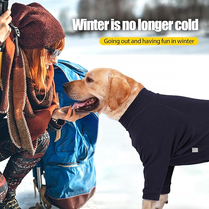 Fleece Dog Sweater for Small Medium Large Dog for Daily Run Walk Sleep Pet Winter Jacket & Windproof Clothes Coat 3XL Navy Blue