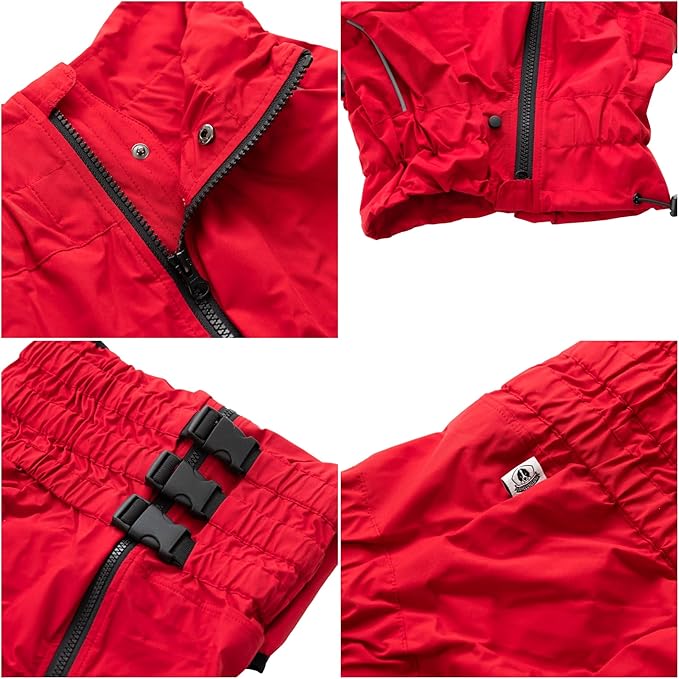 Dogs Waterproof Jacket, Lightweight Waterproof Jacket Reflective Safety Dog Raincoat Windproof Snow-Proof Dog Vest for Small Medium Large Dogs Red XL