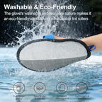 Pet Hair Removal Glove - Magic Brush Electrostatic Mitt for Dogs & Cats, Reusable Grooming Gloves - Dog Hair Remover Tool with 5-Finger Design for Couch, Carpet, Furniture, Laundry & Clothing (Blue)