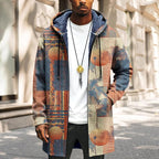 LIZALIG Long Hooded Cardigan Men Japanese Art Style Fashion Cool Graphic Coats Winter Warm Lined Fleece Jacket