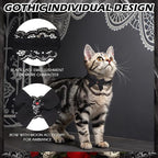 EXPAWLORER Halloween Cat Collar,Adjustable Soft Velvet Cat Collar Breakaway with Flower Accessory and Bell,Safety Quick Release Gothic Style Pet Collar for Cat,Kitten,Small Dog
