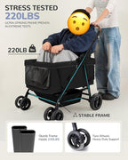 Dog Stroller for Large & Medium Dogs (20–132 lbs), Pet Stroller for 2 Small Dogs, Extra Large Heavy Duty, Foldable & Ventilated