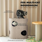 PETKARAY 2-Story Felt Cat House, Large Bed Cave for Indoor Cats, Felt Tunnel Hideaway Condo for Multi-Cat Households, 23.6x22x12 inches, Beige
