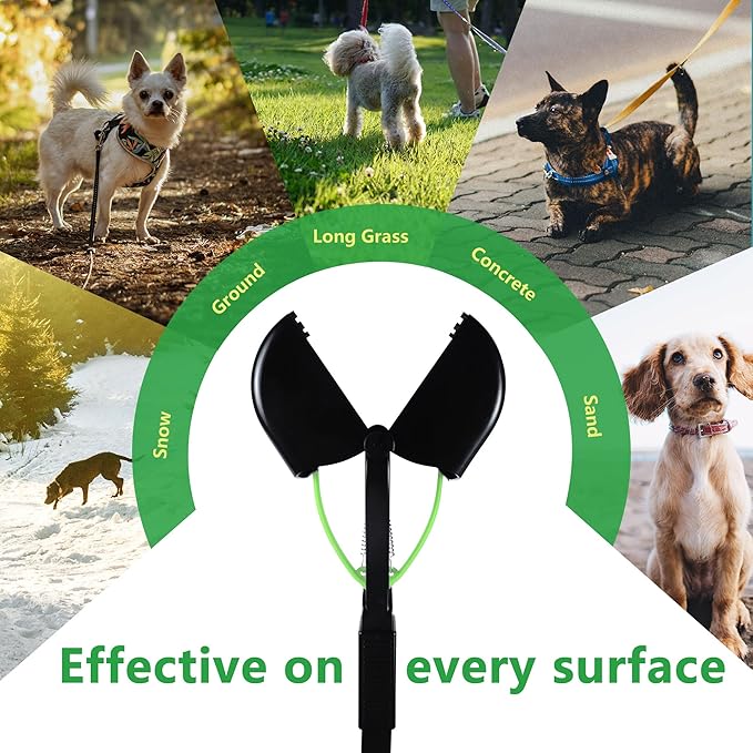 Large Dog Pooper Scooper for Yard - 32" Long Handle, No Bending, Grass-Friendly, Easy to Clean, Durable & Sturdy, 2-Pack