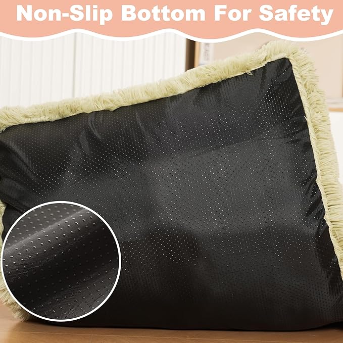 Bedfolks Waterproof Dog Crate Pad, Plush Dog Kennel Bed with Removable Cover, Faux Fur, Washable, 23"x18", Sage Green