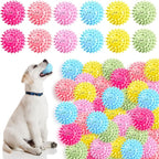 Soulchen 30 Pack 2.2 Inch Spiky Dog Balls Toys for Small Medium Puppy Durable Rubber No Squeak Spiky Balls for Aggressive Chewers Colorful Fetch Toys for Puppy Clean Teeth and Training