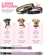 Weesiber Light Up Dog Collar, USB Rechargeable LED Dog Collar Glow in The Dark, Adjustable Reflective Waterproof Dog Collar Light for Night Walking(Pink, S)