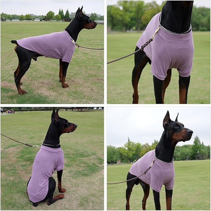 Lovelonglong Ribbed Dog T-Shirt Cotton Knitted Dog Sweaters for All Season Pet T-Shirts for Large Medium Small Dogs Taro Purple 2XL