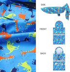 NACOCO Large Dog Raincoat Adjustable - Pet Dinosaurs Water Proof Clothes Lightweight Rain Jacket Poncho Hoodies with Strip Reflective Blue (XL, Blue Dinosaur)