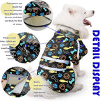 Dog Raincoat, Adjustable Rain Jacket with Hooded Double Layer for Large Medium Small Dogs Puppies, Lightweight Waterproof Rain Coat Poncho with Reflective Stripe Paw Print Black,XXL