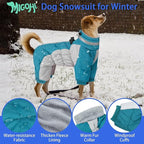 MIGOHI Full Body Dog Coat - Warm Reflective Small Dog Winter Coat with Harness, Turtleneck Fleece Jacket for Dogs,Four-Leg Windproof Puffer Jackets Snowsuit with Zipper for Small Medium Large Dogs,XS