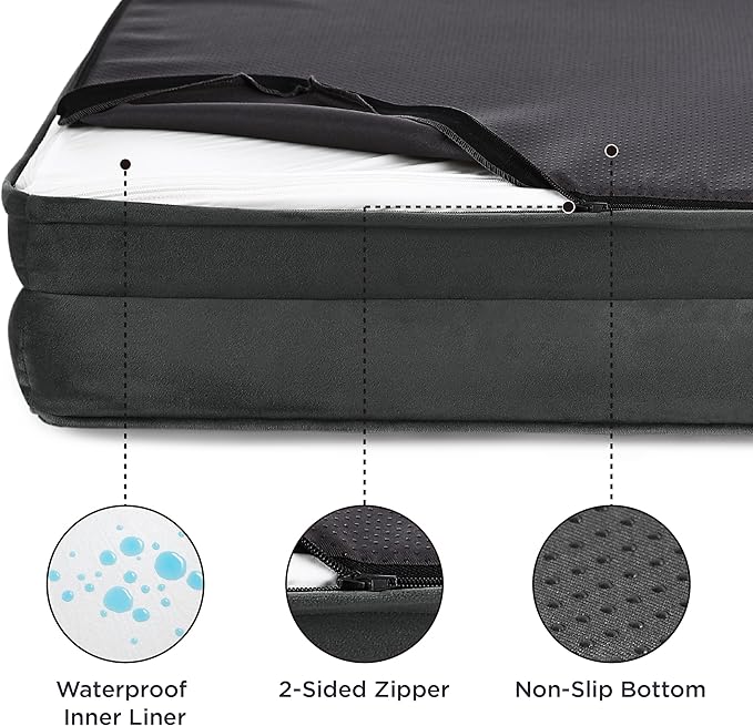 Bedsure Orthopedic Dog Bed for Extra Large Dogs - XL Washable Dog Sofa Bed Large, Supportive Foam Pet Couch Bed with Removable Washable Cover, Waterproof Lining and Nonskid Bottom, Dark Grey