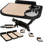 INICIO Cat Wall Shelves – Dog Proof Feeding Station with Wall Mounted Shelves, Durable 3 Step Birch Floating Shelf for Cats Up to 15lbs, Includes Attached Cat Food Bowl for Convenient Feeding – Black