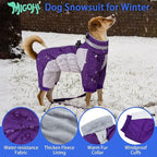 MIGOHI Full Body Dog Coat - Warm Reflective Large Dog Winter Coat with Harness,Turtleneck Fleece Jacket for Dogs,Four-Leg Windproof Puffer Jackets Snowsuit with Zipper for Small Medium Large Dogs,2XL