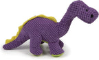 goDog Dinos Bruto Checkers Tough Plush Toy with Chew Guard Technology, Durable Checkered Fabric & Squeaker for Active Play, Purple, Large