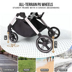 Pet Stroller for Small Medium Dogs Cats Up to 45 lbs, Travel Lite Collapsible, All Terrain 4 Wheels for Jogging, Running, Black