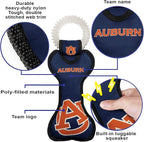 Pets First NCAA Auburn Tigers Dental Dog TUG Toy with Squeaker. Tough PET Toy for Healthy Fun, Teething & Cleaning Pets Teeth & Gum