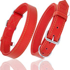 Riparo Dog Collar - Genuine Leather Dog Collars - Heavy Duty Dog Collars for Medium Large and Extra Large Dog Breeds (XL: 1.5” Wide for 22” - 26” Neck, Red)