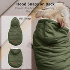 Fleece Lining Extra Warm Dog Hoodie in Winter for Large Dogs Jacket Pet Coats with Hooded Green XL