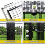 Large Outside Dog Kennel, Outdoor Dog Run Enclosure 8'x4'x6' Dog Pen House with Roof Cover Heavy Duty Welded Wire Steel Dog Playpen Animal Fence with Feeding Door